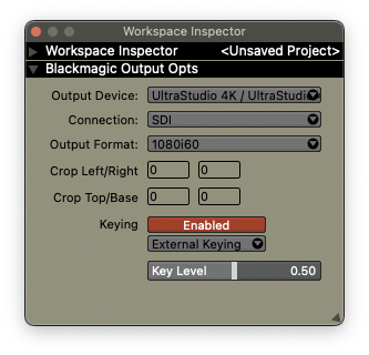 The Blackmagic Output inspector.