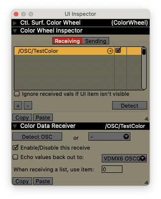 Color Receiver Inspector.