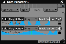 A Data Looper plugin displaying all of it's tracks, both of which are playing back.