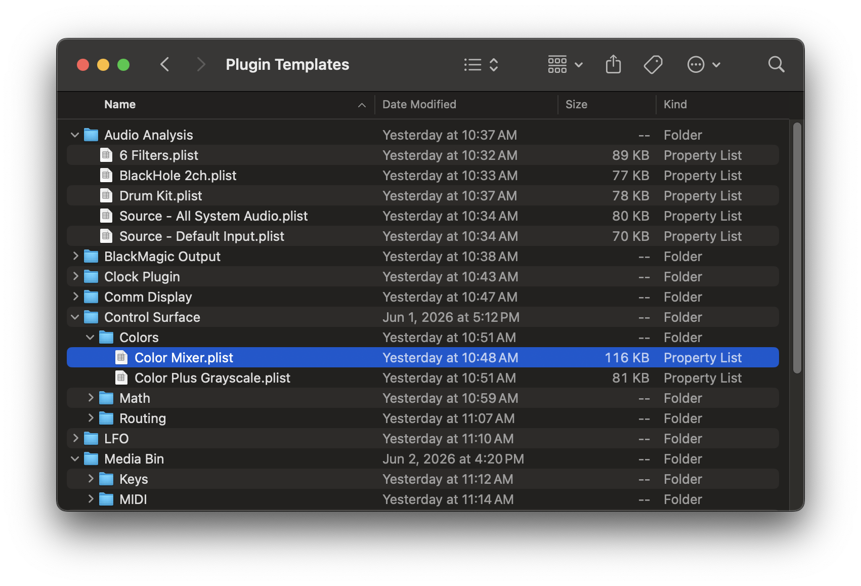 Organizing Plugin Templates in the Finder.