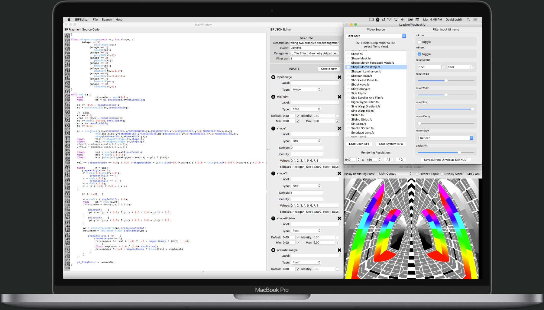 The ISF Editor interface.