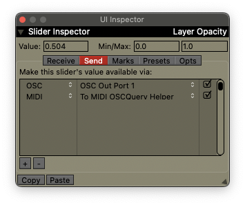 The 'Send' tab of an inspector.