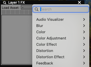 Quickly filter for items in layer source and FX menus