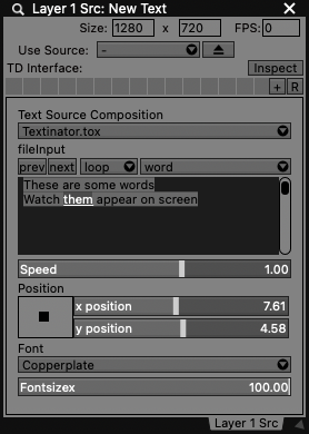 User Interface created for text files.