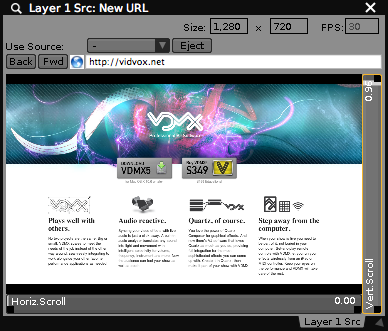 User Interface created for web URLs (VDMX5 only)