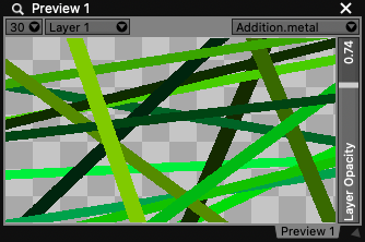 A Preview plugin named 'Preview 2' displaying Layer 1 at 10fps. Layer 1's using the 'Difference' composition mode, and its layer opacity is 1.0