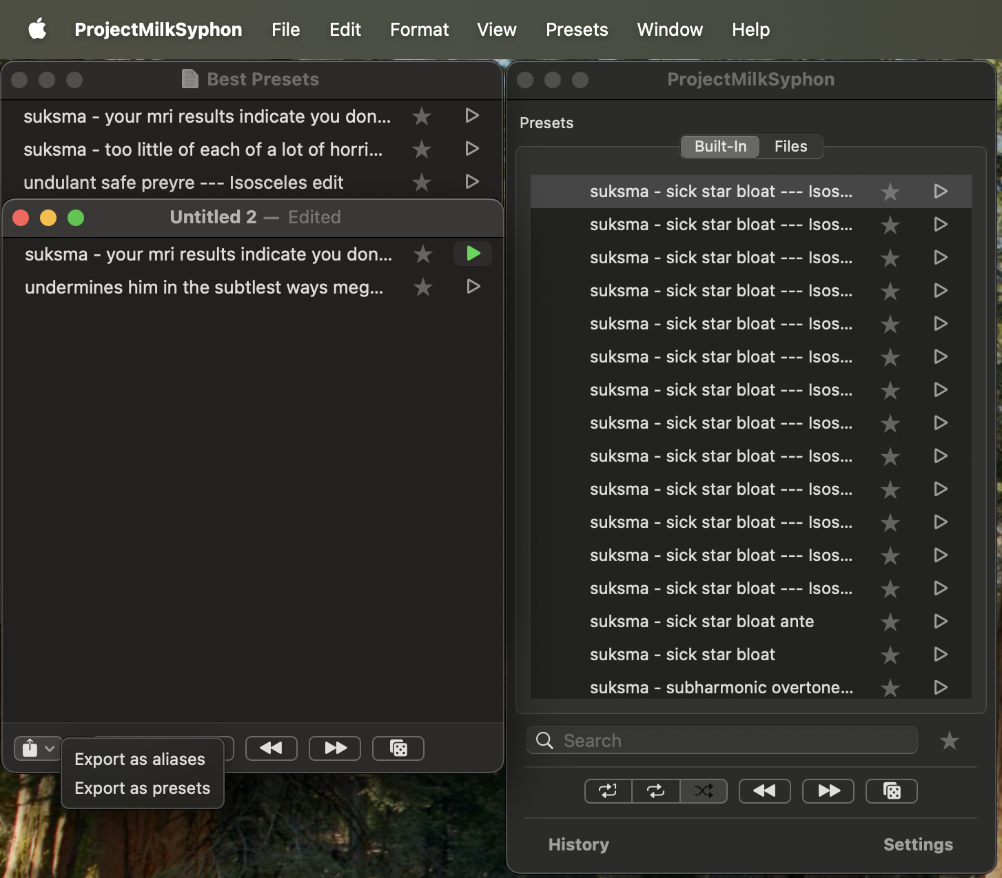 ProjectMilkSyphon Playlists