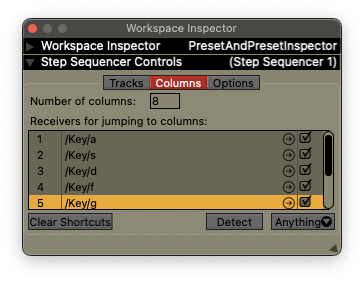 Per-Column triggering setup in step sequencer plugin.