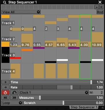 A 4 track sequence in overview mode.