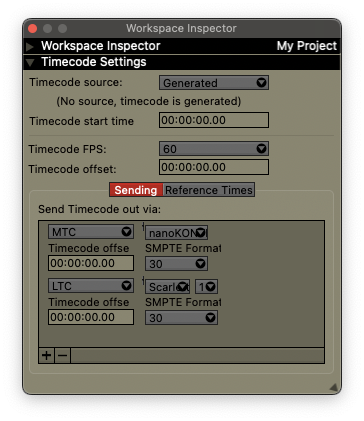 Inspector for a Timecode plugin