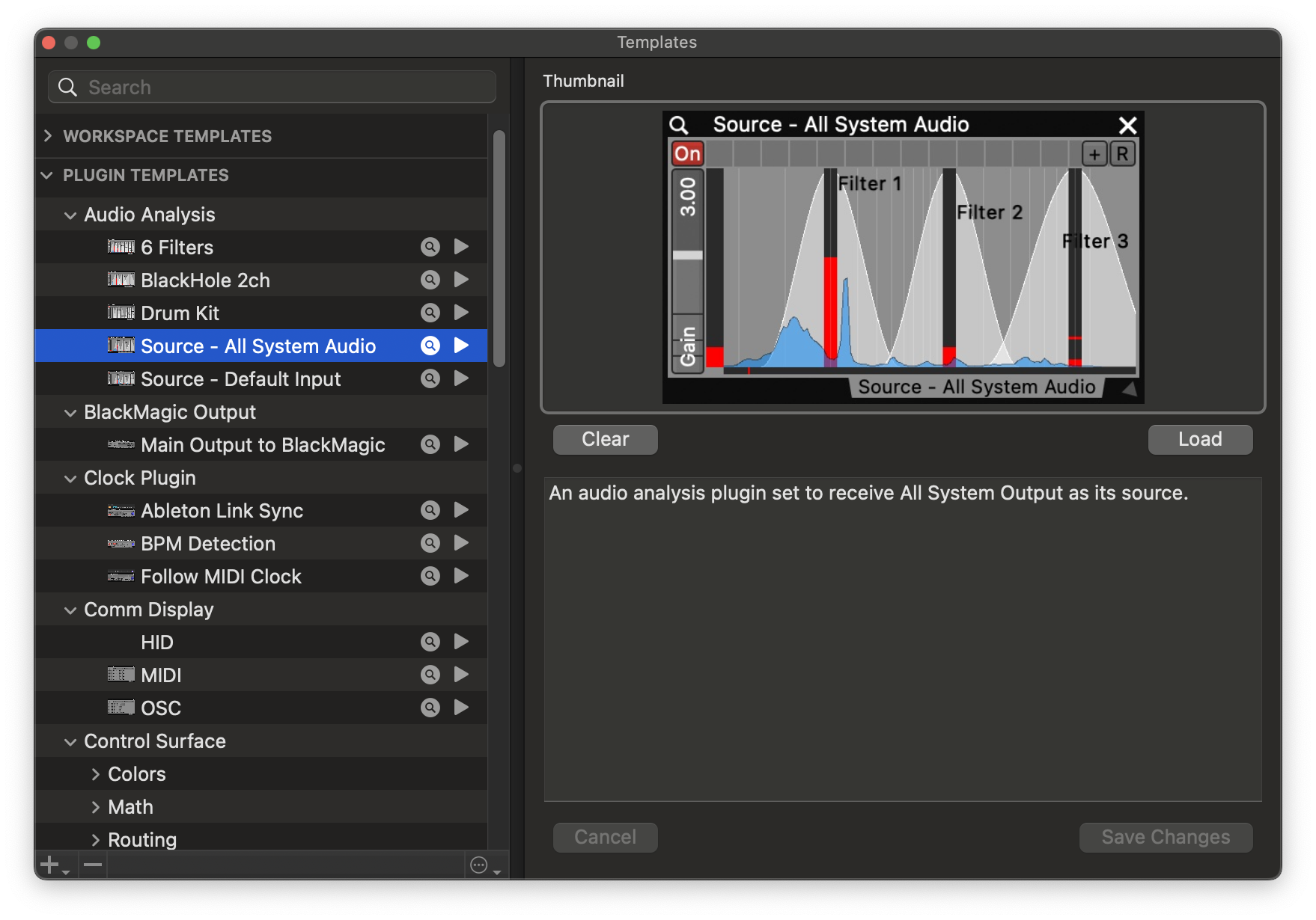 Adjusting the metadata for plugins in the Template Manager window.