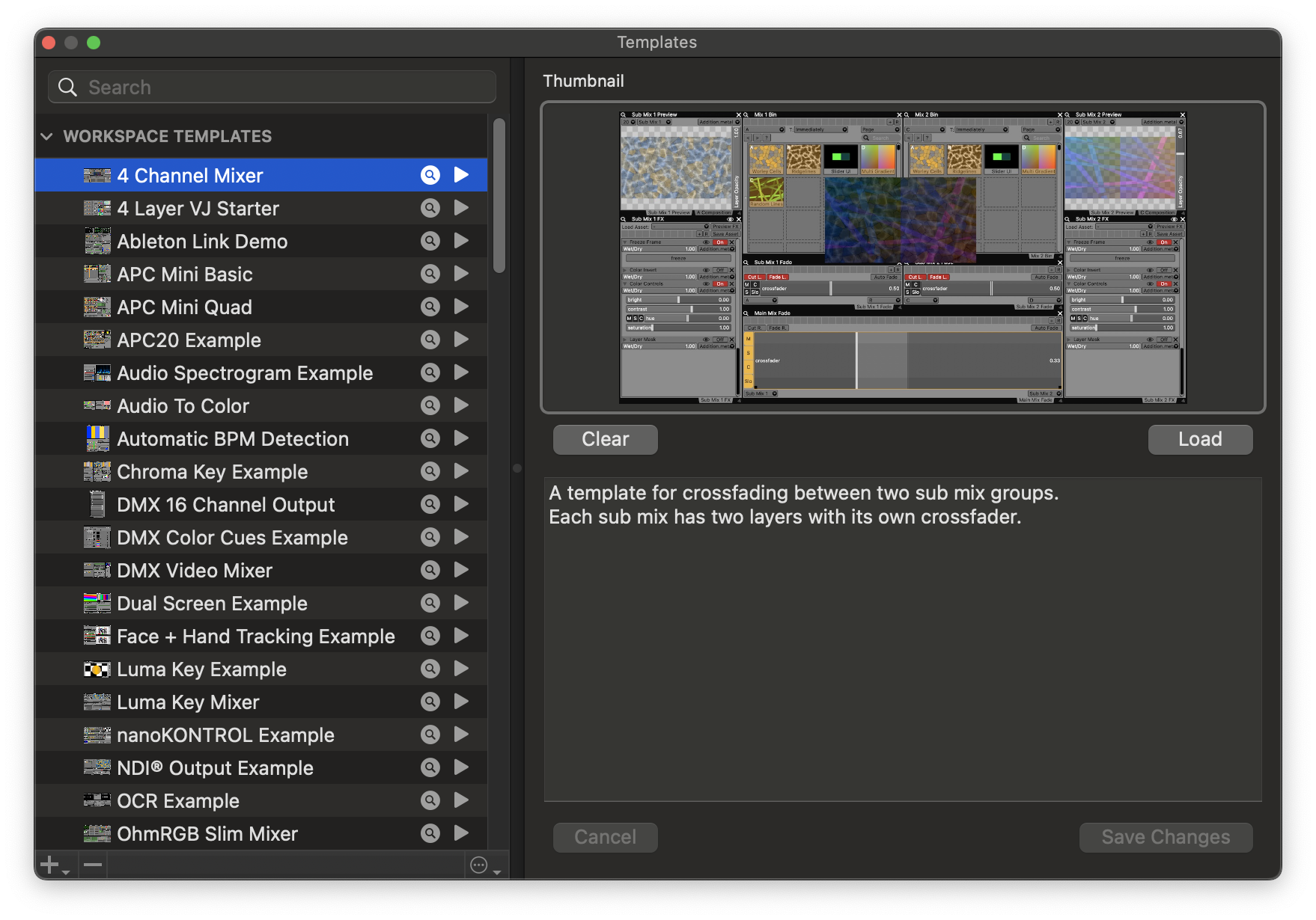 Adjusting the metadata for Workspace Templates in the Template Manager window.