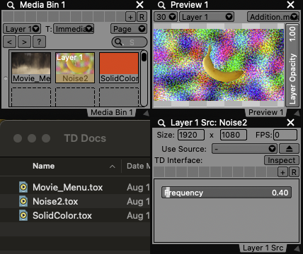 TouchDesigner compositions loaded as sources in VDMX6