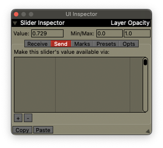 The UI Inspector, displaying the Slider Inspector