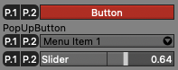 Several UI items, each of which has two presets. These button/pop-up button/slider presets only affect the UI items they appear in!