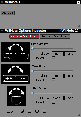 An inspected Wiimote plugin and its options.