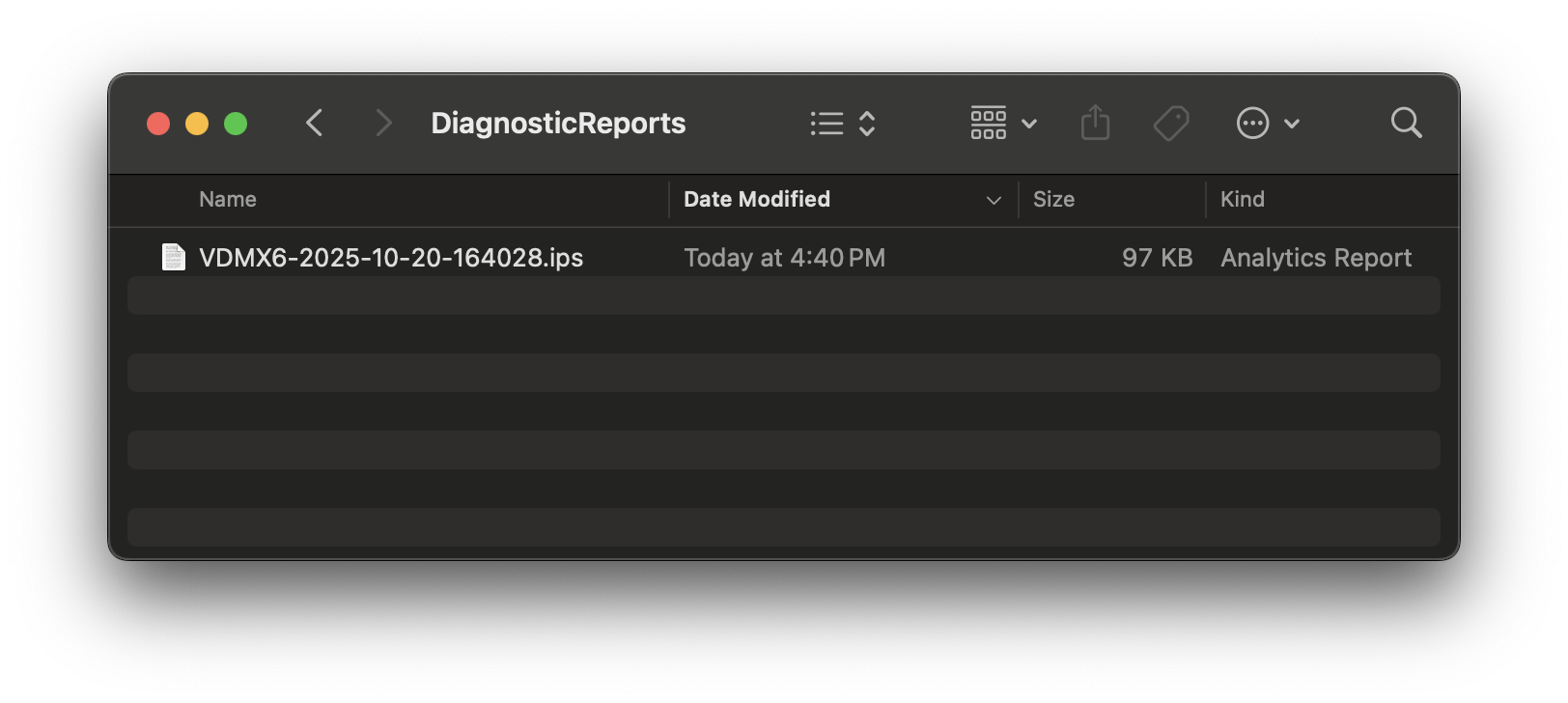 Manually locate the .ips crash logs