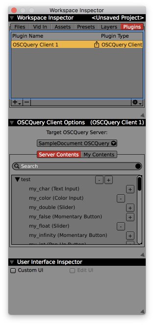 OSCQuery Client inspector